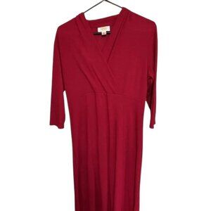 Talbots Petite Red Wrap-Style Midi Dress | Size M
